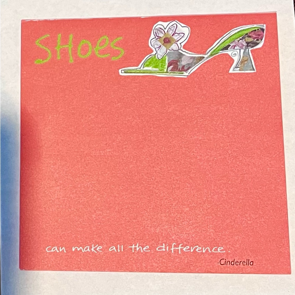 Notepad Cinderella Shoe Quote with Floral High Heel Illustration